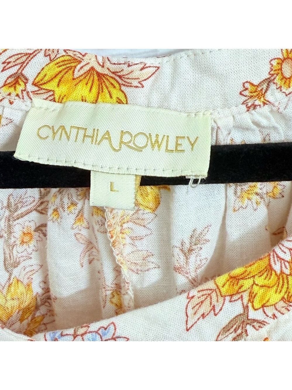 Cynthia Rowley Women’s Orange & Yellow Floral Boho Top. Size L - Picture 6 of 7